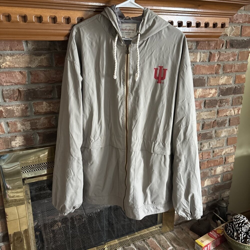 Men’s Weatherproof Tan IU Hoosiers Windbreaker Size 3XL